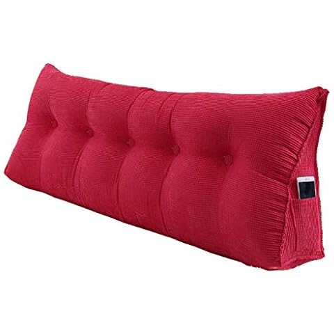 Dreieck-LendenkissenWaschbares Keil-NachtkissenBedside Long RückenstützkissenSofa-RückenlehneDoppelbett-RuhekissenBedside Soft Pack (Color : Red, Size : 150x23x50cm) Cover