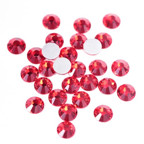 Image of 144pcs DIY Glass Flatback Rhinestones for Bedazzling,Round Crystal Gems for Nail Art,Stage Makeup,Clothing,Bag Decoration 0.31 inch 8mm SS40 Mid. Siam