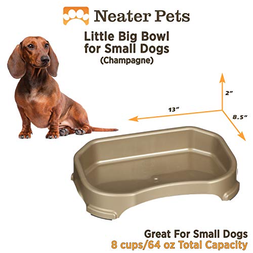 Image of Neater Pet Brands Large Outdoor Dog Water Bowl for Small Dogs, Cats, Reptiles, Birds, & Small Animals, Outdoor Water Bowls for Dogs (8 Cups), Feed Bowl & Trough, Indoor or Outside, Champagne,Rubber
