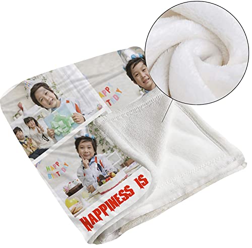 Eshineart Custom Blanket Personalized Throw Blankets With Pictures Collage And Text Customized Blankets Birthday Souvenir Gifts Father, Mom, Kids, Dogs, Friends Or Lover. (4 Photos, 48X32Inch) #TOP4