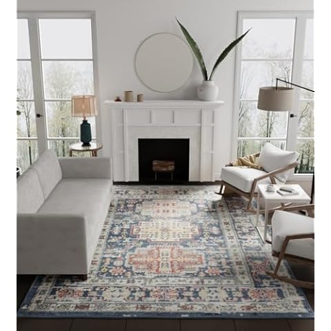 Rugs America Gallagher GL55C Prussian Sundara Vintage Transitional Blue Distressed Non-Shedding Living Room Bedroom Dining Home Office Area Rug 8'x10' Cover