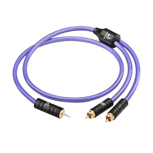 GBIQDWTLK Cable de audio de alta fidelidad chapado en plata de 4,4 mm a 2 RCA de alta calidad de 4,4 mm/2,5 mm a divisor en Y, cable 2RCA para altavoz amplificador (1 m)
