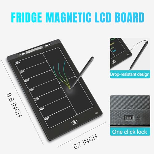 Image of Magnetic Weekly Chore Chart for Adults, 9.8 inchx6.7 inch Small to Do List Dry Erase Board for Fridge Grocery Shopping Kitchen Menu Planning Whiteboard Refrigerator Digital Notepad Blackboard Meal Planner