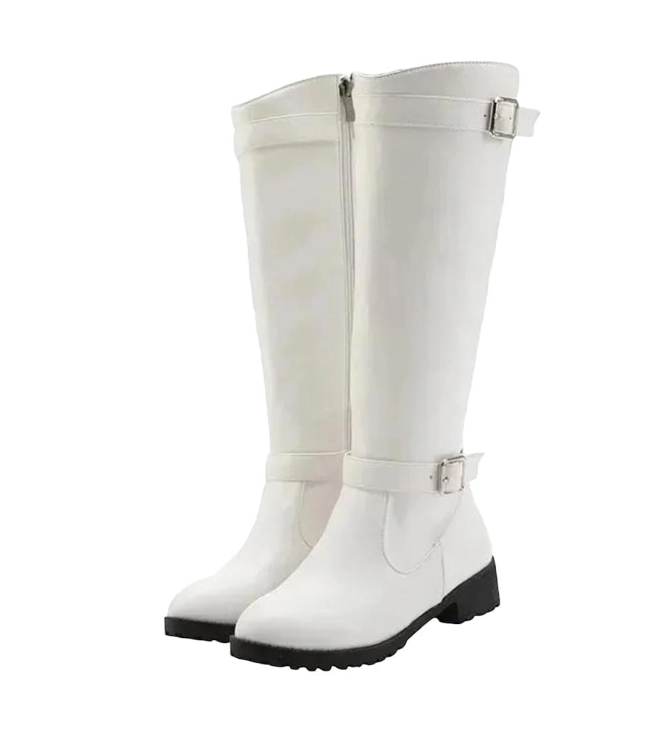 Womens Knee High Boots Round Toe Zipper Low Heel Long Tube Shoes Plus Size