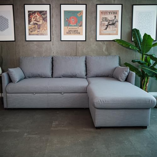 BUDWING Orlando Sofá Cama Esquinero 3 Plazas Chaise Longue Reversible con Almacenaje Estilo Contemporáneo