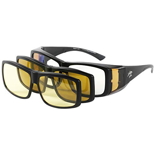 3In1 Supersight System Fitons Full Frame - The Magnetic Clip-On Fit Over Glasses - Computer Lens Based Frame/Polarized Sunglass Clip-On/Night Driving Clip-On #TOP19