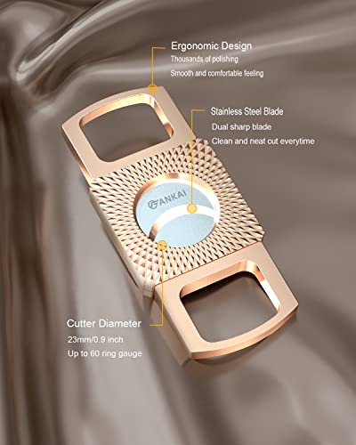 Fankai Cigar Cutter,Stainless Steel Straight Cigar Cut Punch,Double Blade Cigar Guillotine Portable Cigar Accessories With Gift Box (Rose Gold)) #TOP1