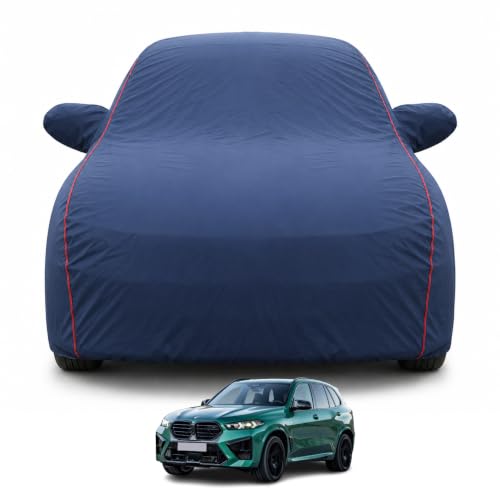 Image of Premium Car Cover for BMW X5 Model | Waterproof, UV & Dust Protection | Mirror & Antenna Pocket | Triple Stitched, Soft Inner Lining, Belt & Buckle (Navy Blue)