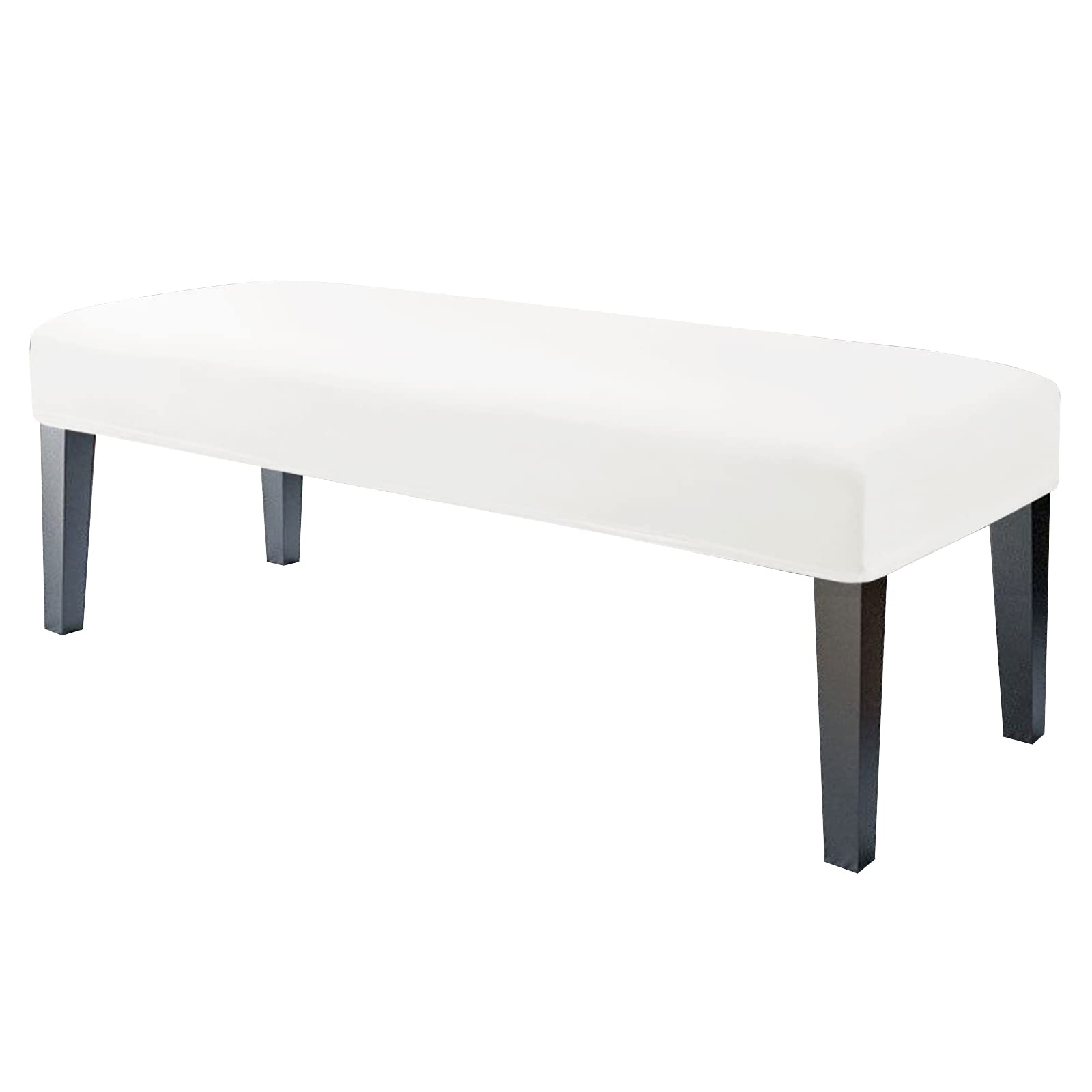 JHLD 1 Piece Upholstered Bench Slipcover, Velvet Bench Seat Protector Stretch Dining Room Bench Covers Soft Spandex Dining Bench Cover for Living Room Bedroom -White-1 Piece