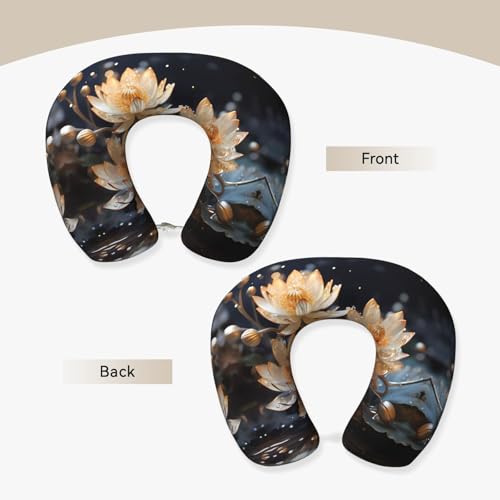 Almohada de viaje espuma viscoelástica U lavable negra miniatura 2