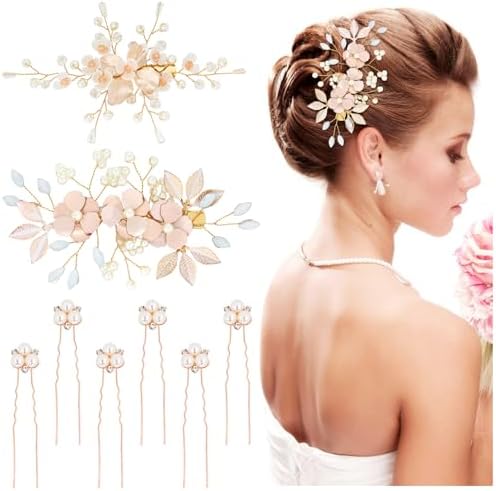 1pc Rose Flower Hairpin For Women Brooch Hair Clip Wedding Headdress Headwear La - Foto 5