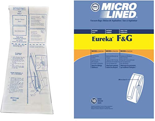 DVC Micro-Lined Paper Replacement Bags Style F/G Fit Eureka and Sanitaire Commercial Uprights - 10 Bags