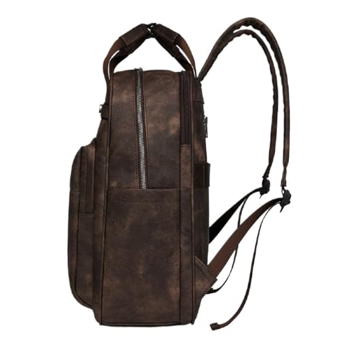 Laptop Backpack for Women Pu Leather Travel Backpack 15.6 Inch Work Computer Bags for Business College (Brown)4