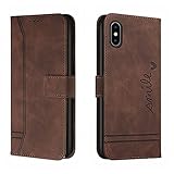 Trugox Handyhülle für Apple iPhone X/iPhone XS Hülle Klappbar Klapphülle mit Kartenfach Handytasche Handy Schutzhülle Tasche Leder Wallet Flip Hülle Slim Book Cover - Brown