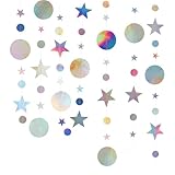 Deko Party Papier Girlande, 4 Stück Glitzer Deko Hängende Banner, 52 Ft Runde und Stern Garland Papier Iridescent, Schnur Hängend Dekorationen für Geburtstag, Hochzeit, Urlaubs Party