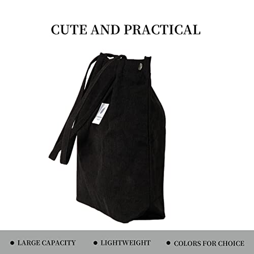 Image of Corduroy Tote Bag Cute Tote Bags for Women Shoulder Bag with Inner Pocket for Work Beach Travel and Shopping Grocery