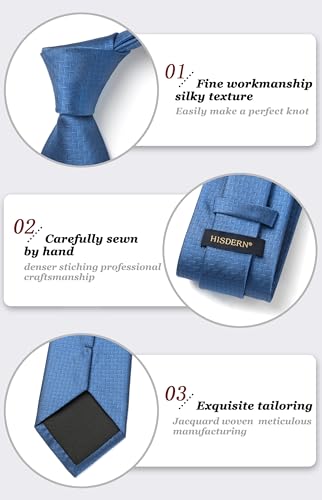 Image of HISDERN Ties for Men Solid Houndstooth Neckties Handkerchief Formal Business Tie & Pocket Square Set Wedding Party