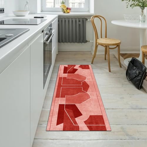 Alfombra de pasillo diseño patchwork con base de alta adherencia de 100x220cm 5