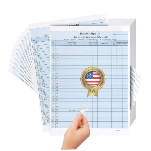 NextDayLabels Patient Sign-in Sheets - HIPAA Compliant, 3-Part Carbonless NCR Forms - 25 Sets, 625 Labels - Confidential Medical, Dental, Health Office Use - Made in USA - Blue