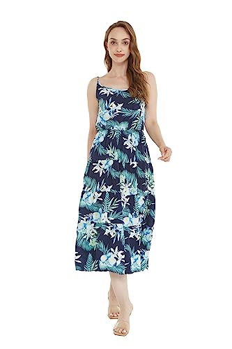 Image of Family Matching Hawaiian Clothes, Orchid Breeze Navy | Lightweight 100% rayon • Family matching outfits • Beach vacations • Luaus • Cruises • Family photos