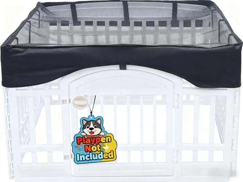 Image of Dog Playpen Mesh Top Cover,[Play Pen Not Included] Fits 36 inch Inch Pet Playpen with 4 Panels，Dog Cage Covers Puppy Play Pen Cover,Indoor /Outdoor Use,Easy to fold for Portability