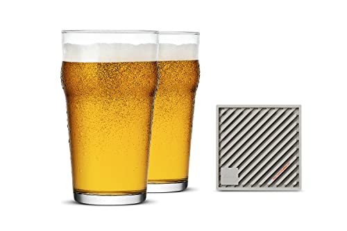 Luxu Pint Glasses With A Silicone Coaster,20Oz British Beer Glass,Classics Craft Beer Glasses,Premium Beer Glasses Tumbler Set Of 2, Pub Beer Glasses Easy Stacking In The Cupboard #TOP21