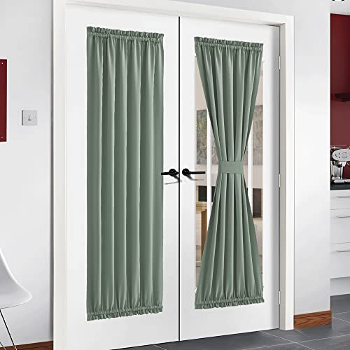 NICETOWN Window Door Curtain Blackout Christmas French Door Panel Thermal Insulated Room Darkening Curtain with Rod Pocket, Energy Efficient Privacy A