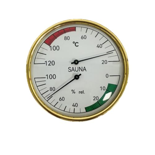 Tidevib Termómetro higrómetro de sauna para sauna, alta temperatura hasta 100 °C, montaje en pared, mercurio, pantalla grande, no necesita batería