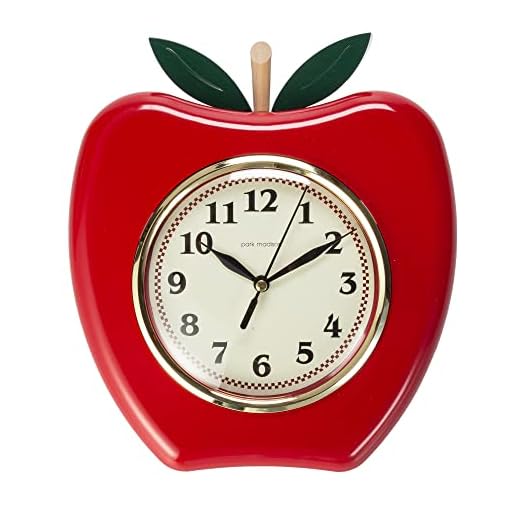 Apple 9 Inch Quality Quartz Battery Operated 3 Dimensional Easy to Read Home/Office/Kitchen/Classroom/School Clock Classic Movement Red 13712