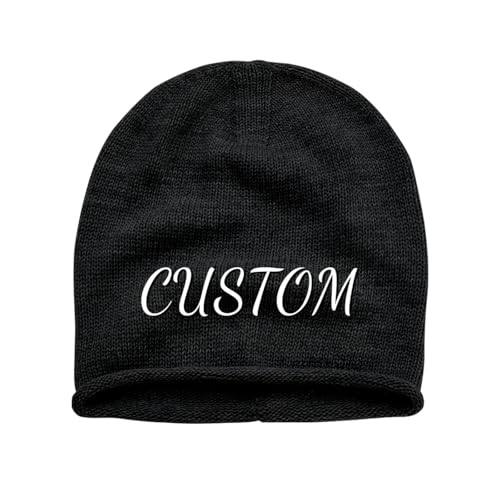 Custom Beanies for Men Women - Bulk Personalized Beanies Unisex Aldult Your Design Here Custom Logo Beanies Custom Winter Hat Casual Customized Beanie for Fishing Black