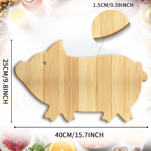 Tabla de cortar de bambú con forma de cerdo miniatura 2