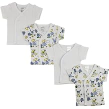 Bambini CS-0202 Side Snap Short Sleeve Shirt White - Newborn - 4 per Pack