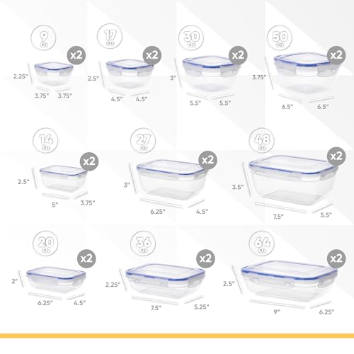 Image of Superio Plastic Food Storage Container Set, BPA Free, Sealed Containers with Airtight Lids for Pnatry, Cupboard, and Fridge- Microwave and Dishwasher Safe (10) (20 Pack)