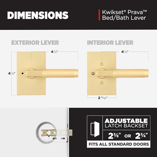 Kwikset Prava Interior Privacy Door Handle with Lock, Door Lever for Bathroom and Bedroom, Satin Brass, Reversible Keyless Push Button Lock Door Lever, with Microban Protection by Kwikset - Image 7