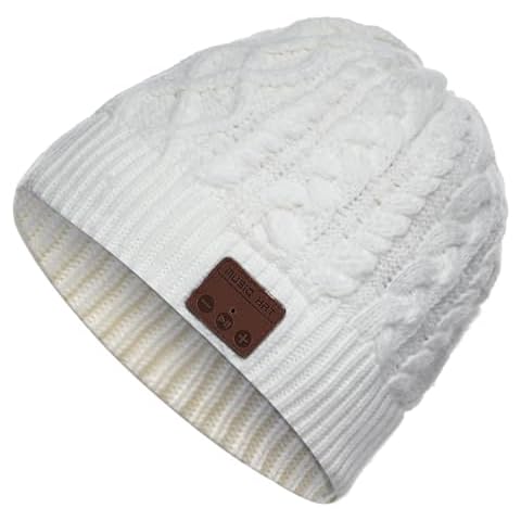 Agkey Wireless Beanie Hat Men Women Headphone Music Hat Winter Cap Stereo Headset Speaker Microphone Earphone Outdoor (White) Cover