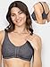 Fruit of the Loom womens Front Closure Cotton Sports Bra, Blushing Rose/Charcoal/White, 46 US