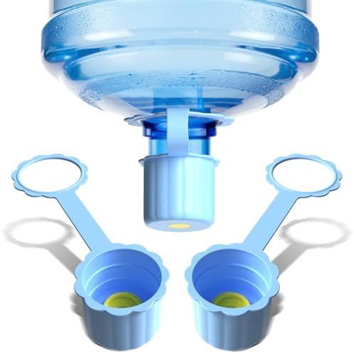 3 Packs Silicone 5 Gallon Water Jug Cap, 2/3/4/5Gal Reusable Bottle Lids, Leak-Proof Replacement Caps with Anti-Loss Rope for 55mm & 60mm Bottle Tops, Dishwasher Safe (Light Blue)