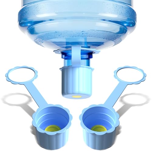 3 Packs Silicone 5 Gallon Water Jug Cap, 2/3/4/5Gal Reusable Bottle Lids, Leak-Proof Replacement Caps with Anti-Loss Rope for 55mm & 60mm Bottle Tops, Dishwasher Safe (Light Blue)
