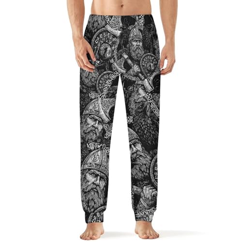 Odin God Vikings Ravens Men's Pajama Bottoms Sleep Lounge Soft Comfy Pants Sleepwear