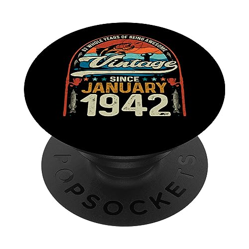 82 cumpleaños 82 años amante de la pesca Vintage enero 1942 PopSockets PopGrip Intercambiable