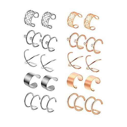 10 Paia Acciaio Inossidabile Polsino dell'Orecchio...