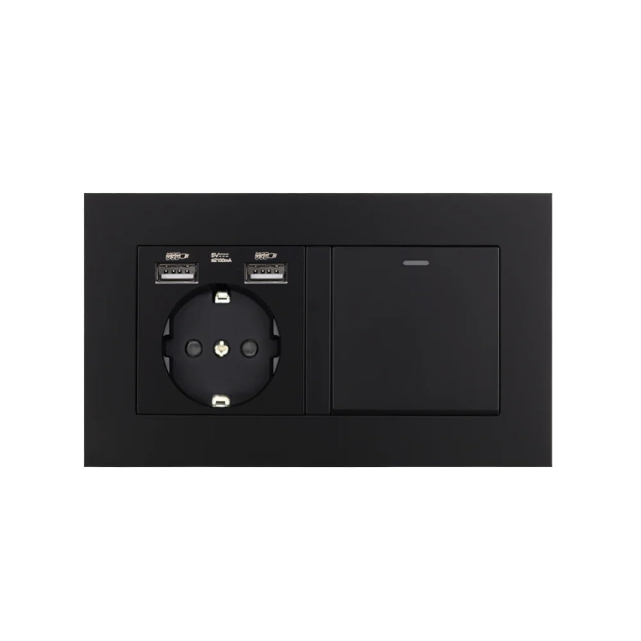 Socket with Rocker Switch 220V 16A with USB Wall Power Outlet 146mm*86mm 1 Gang 1/2 Way Electrical Sockets and Switches(1 Gang 2 Way,A1 Black with USB)