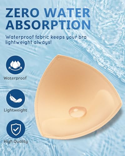 Waterproof Bathing Suit Cups Inserts - Swimsuit Pads Insert Push up for Women, 4 Pairs Sewn-Edge Bikini Padding Insert2