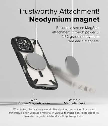 Image of Ringke Fusion-X Magnetic Compatible with iPhone 16 Pro Max Case Cover [Strong Magnet] Military Protection Transparent Hard Back Advanced Protection TPU Bumper iPhone 16 Pro Max Back Cover - Black