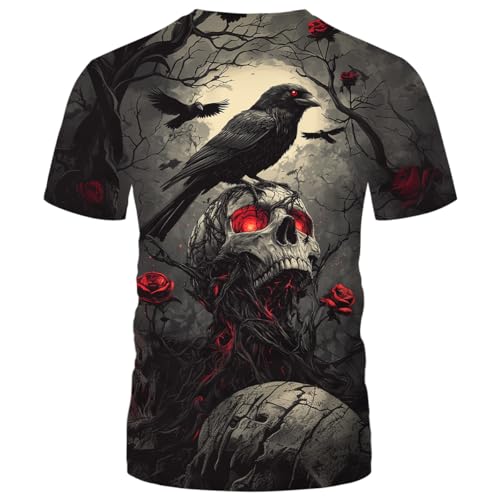 Novelty Men's Gothic Skull T-Shirt Dark Fantasy Graphic Tee Shirt2