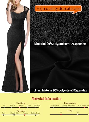VFSHOW Womens Floral Lace Sweetheart Neck Open Back Zipper High Split Formal Evening Gown Wedding Prom Maxi Long Dress4