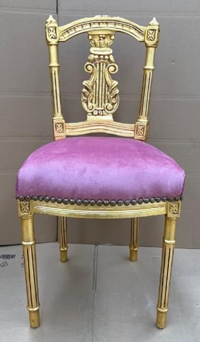 Casa Padrino Chaise pour femme baroque rose/doré - Chaise de coiffeuse fabriquée à la main de style ancien - Meubles de chambre de style baroque - Meubles...