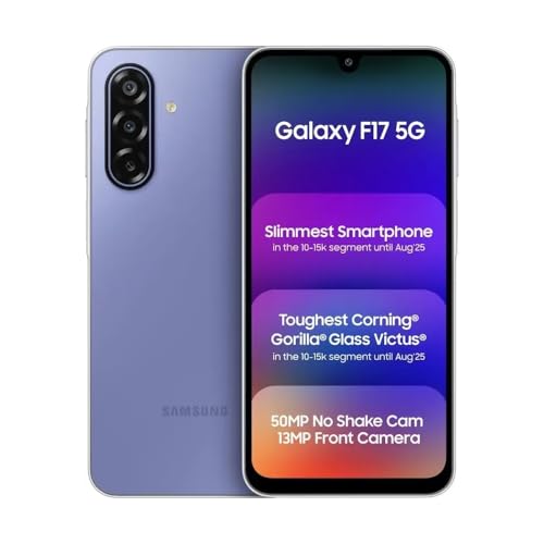 Samsung Galaxy F17 5G Violet Pop (6GB RAM, 128GB Storage) Android Smartphone | 6x OS Upgrades | Large Display | 50MP OIS Camera | Gorilla Glass Victus | IP54 Dust & Water Resistant | Indian Version
