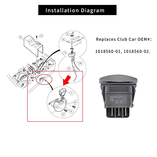 Drive-Up Club Car 48V Forward Reverse Switch For 1996-Up Club Car Precedent Powerdrive Electric Golf Cart,Replaces Oem 101856001 101856002 #TOP4