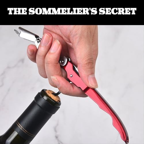Corkscrew Bottle Opener Wine Opener - 1PC Stainless Steel Double Hinged Wine Key with Foil Cutter and Cap Remover, Waiters Friend, Kitchen Tools & Gadgets Barware Waiter Corkscrews - Black - Image 3